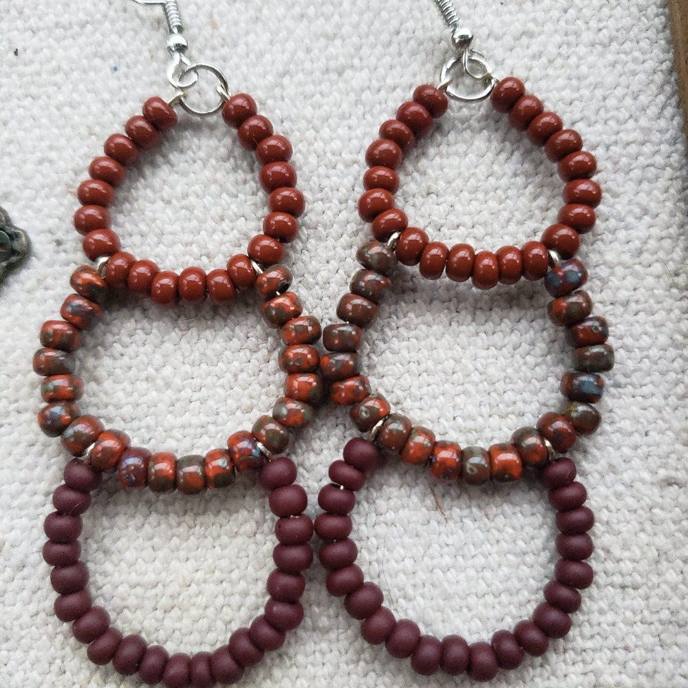 Red Hoop Earrings, Long Earrings, Bold Earrings, Statement Pieces - Picture 4 of 4